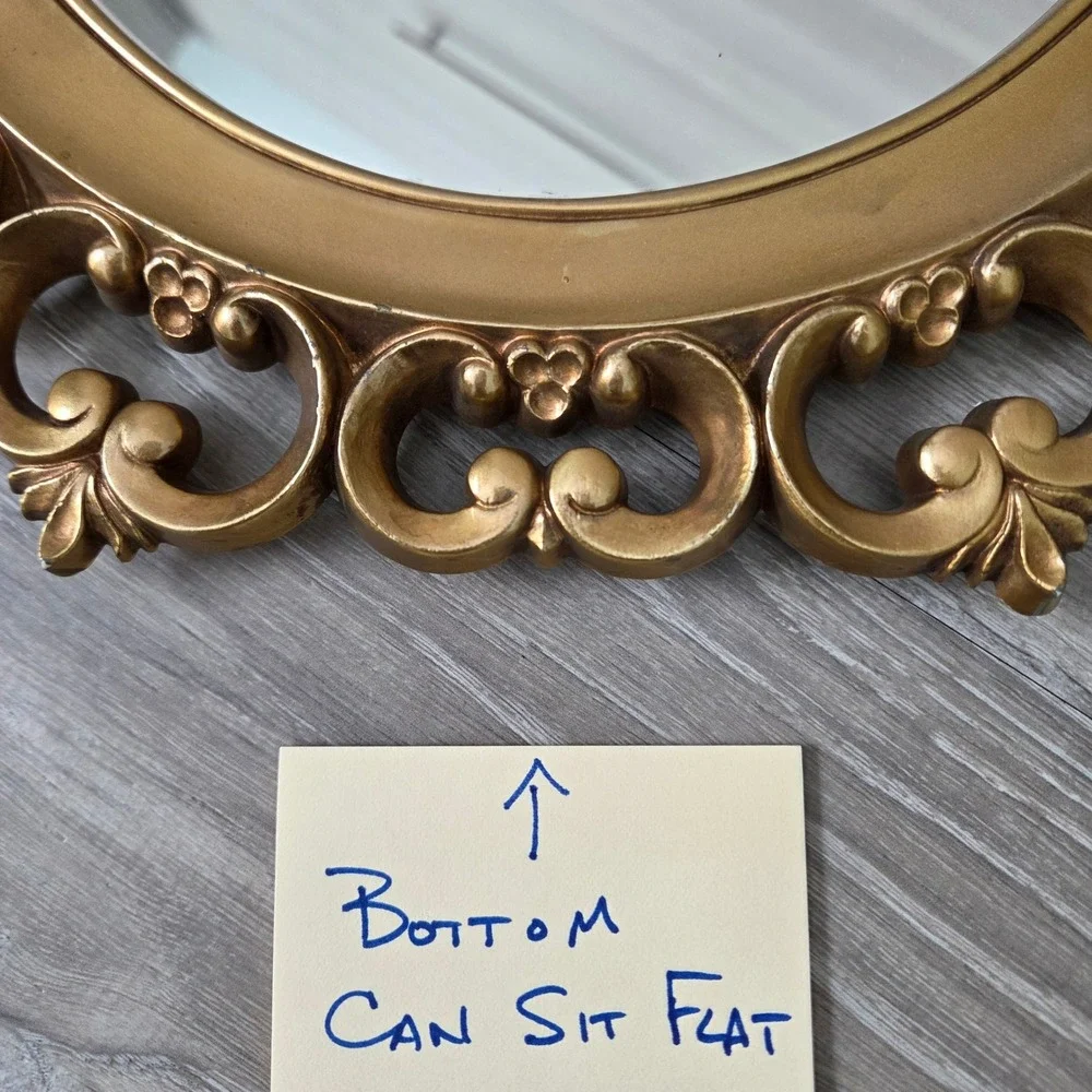 Vintage Syroco 2315 Gold Oval Wall Mirror Ornate Scroll Hollywood Regency USA